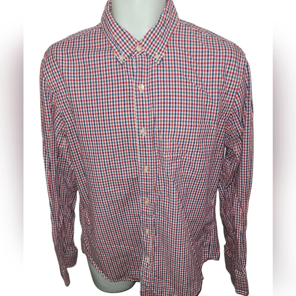 J. CREW Casual Shirt Mens Large Gingham Long Sleeve